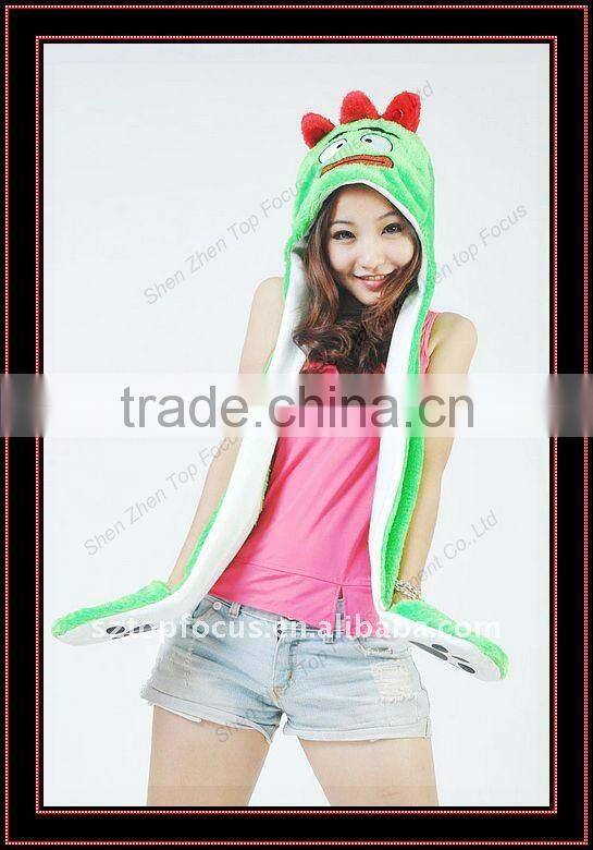 2012 FLUFFY DOMO ANIMAL HAT WITH LONG SCARF MITTENS
