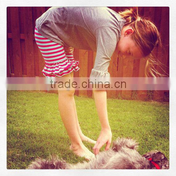 Hot Stripe Cotton Shorts Girls Baby Wholesale Double Ruffle Cotton Shorts