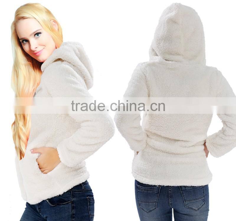 Women Girls Plus Size Snuggle Fleece Blouse Zip Fluffy Warm Hooded Sweatshirt Hoodie Ladies Loose Sweatshirt Jacket With Hood