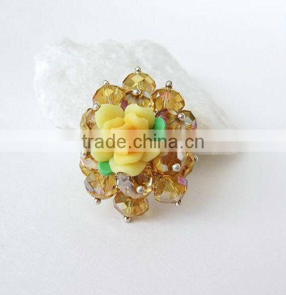 purple burst bead flower rings, fashion bead rings, elegant flower rings for woman