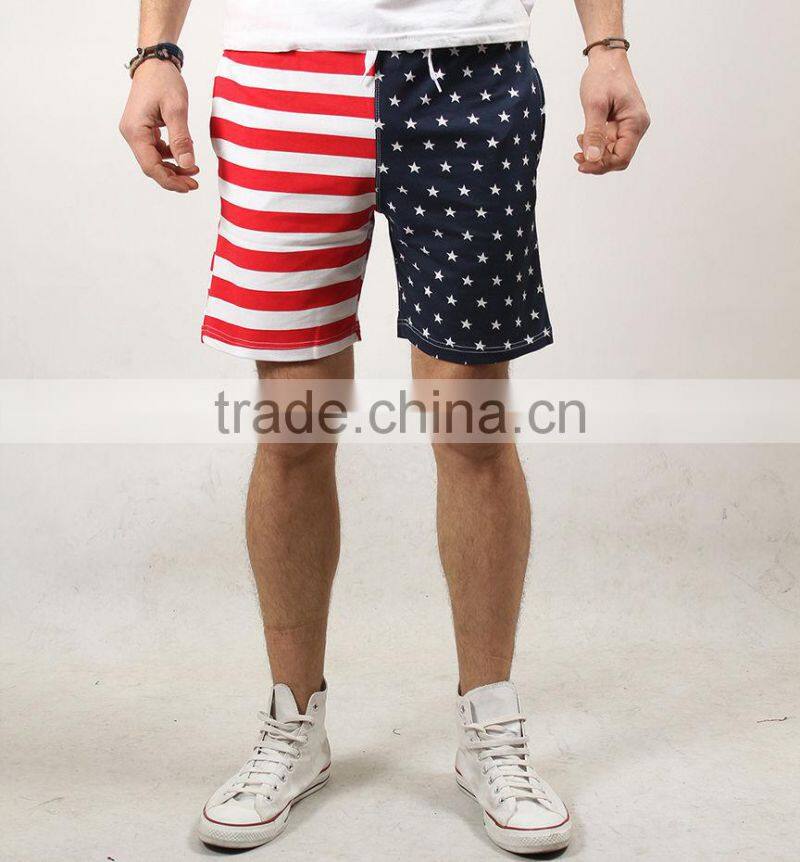 mens usa flag shorts, american style cotton shorts