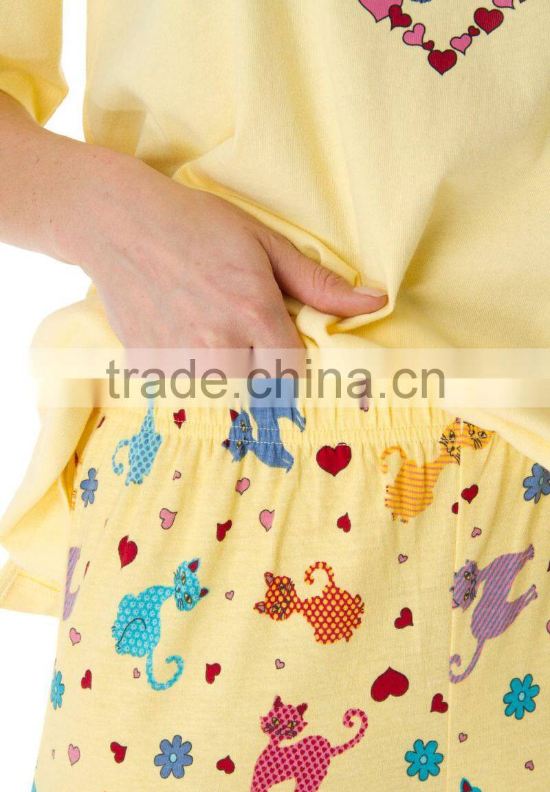 cotton knit adult lovers sleepwear suits for women