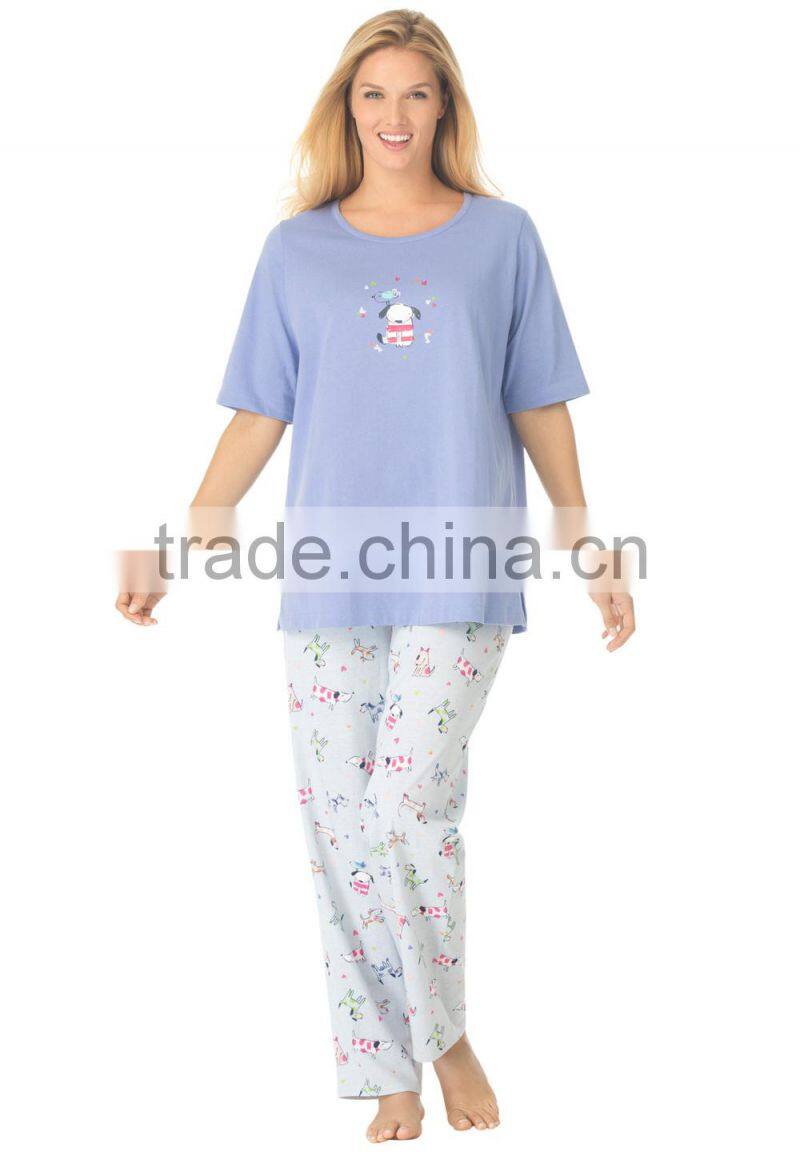 cotton knit adult lovers sleepwear suits for women