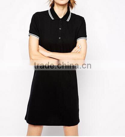 2015 women fashion short sleeve Polo Shirt Dress