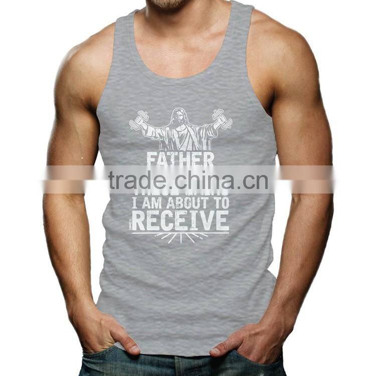 Custom Silk Screen Printing Wholesale Bodybuilding Stringer 100 Cotton Tank Top