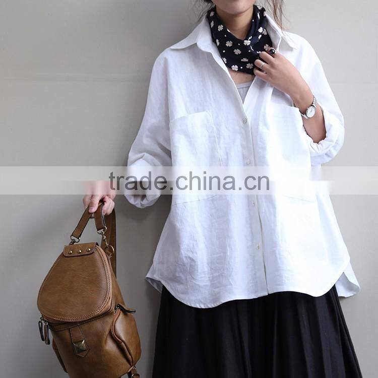 Z&M linen fabric blouse women plus size t shirt custom t shirt for women