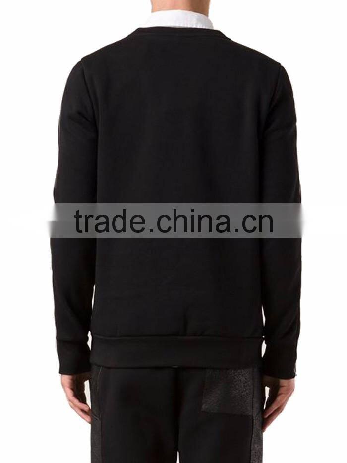 Wholesale plain zip custom made men leather hoodies