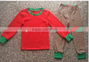 2017 Hot sale casual style latest style Wholesale Sleep Clothes Knits Girls Kids striped Cotton childrens Pajamas sets