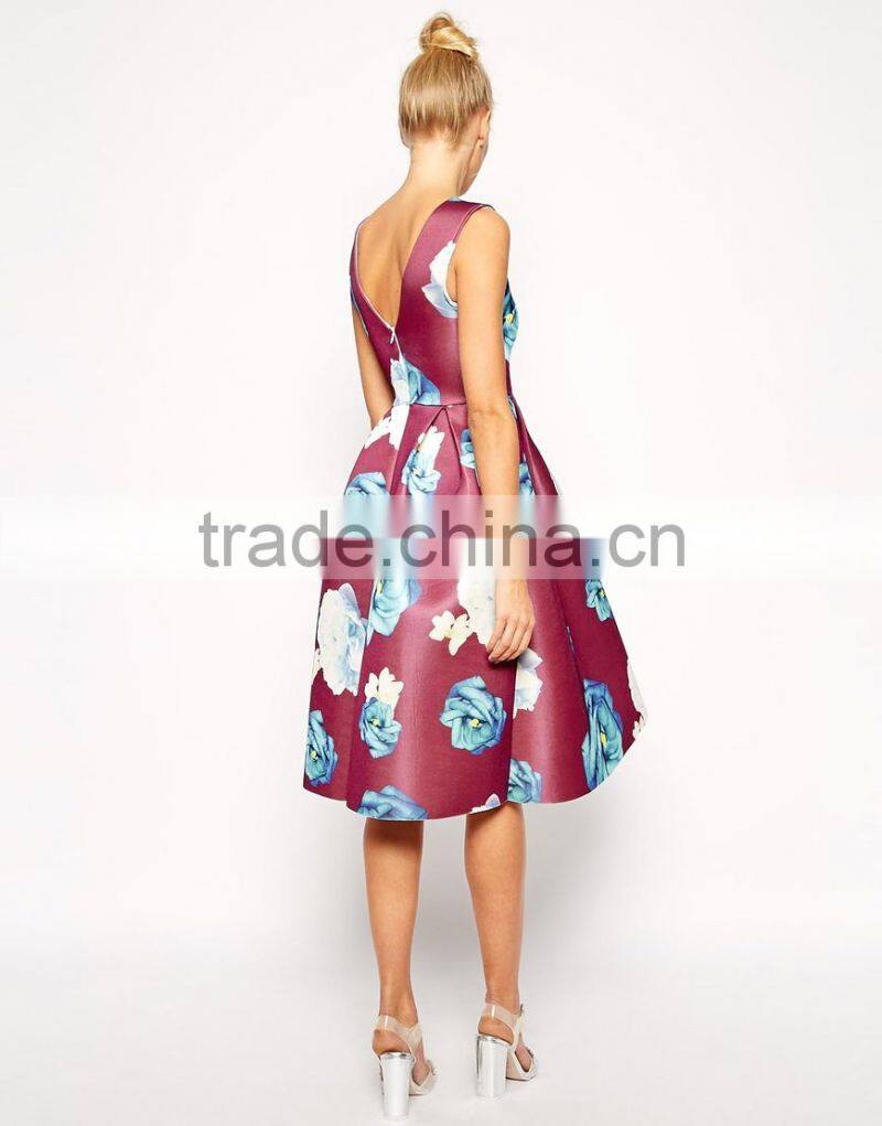 Premium Midi Dress in Bonded with Large Floral