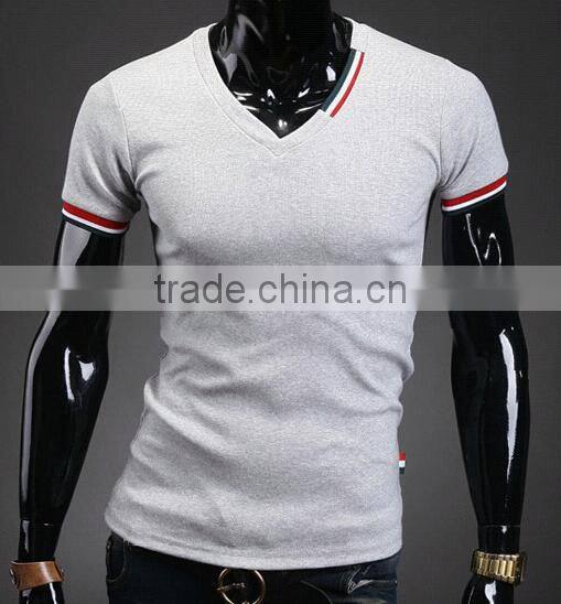 wholesale fashion casual V neck men tshirt made in china