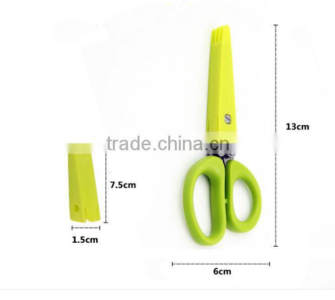 Multifunction Kitchen Herb Shears Scissors Vegetables Cutting Stainless Steel 5 Blades Herb Scissors