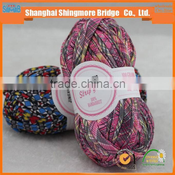 alibaba china fancy yarn supplier top sales high quality 100 polyester 0.3Nm printed colored t shirt yarn with 100g balls