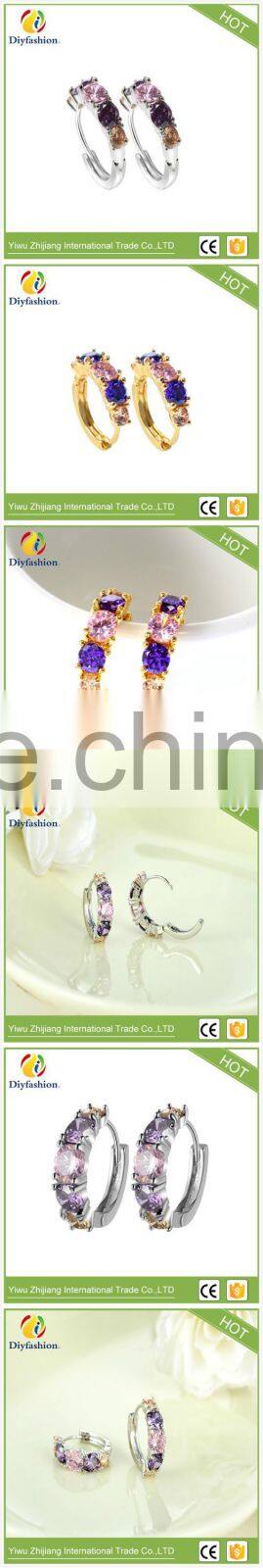 Latest Design Jewelry copper material gold plated cubic zirconia cz stud earrings