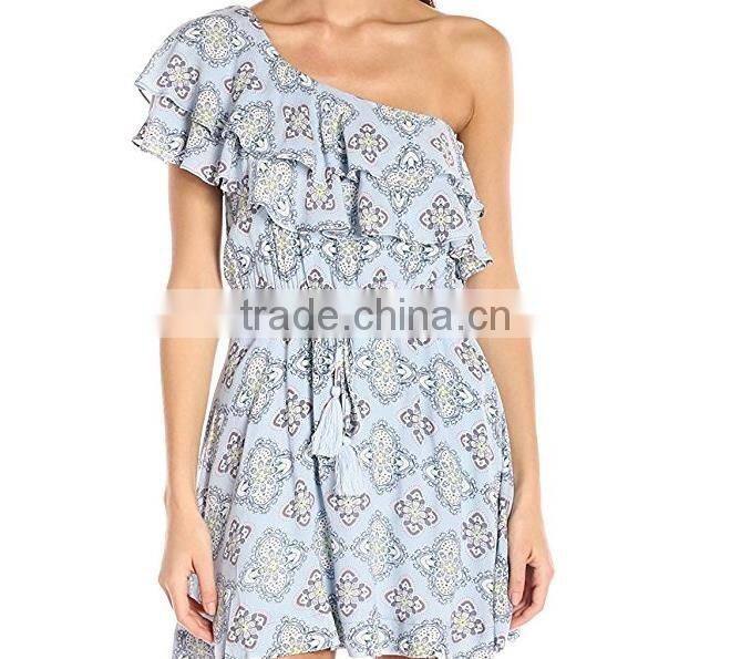 2017 women summer prom dress chiffon ruffle design off shoulder dress