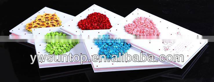 2015 cheap Novel heart design with rose decoration wedding guest book