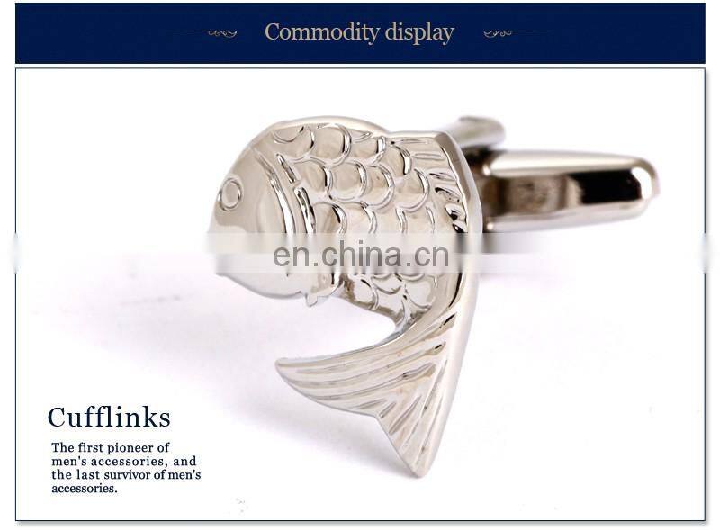 Sliver Plating Carp Fish Fashion Brand Design Shirt Cufflinks