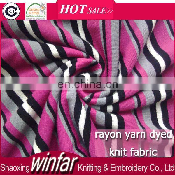 Winfar Textile Good Dyeing Ring Spun Rayon Yarn Dyed Stripe Viscose Knit Fabric