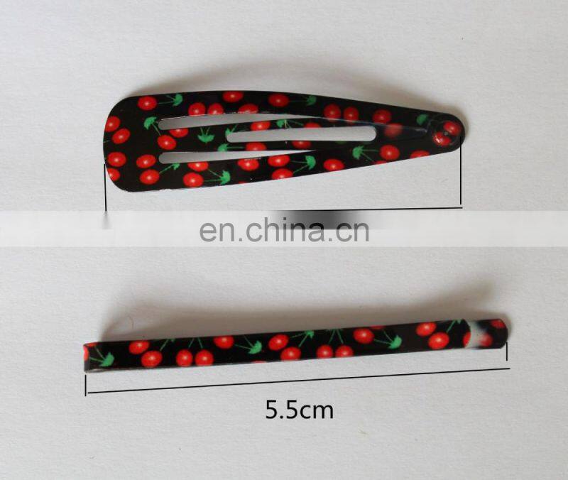 Wholesale Flower Print Hair Snap Clips and Bobby Pins Matel Hair Clips for Kids