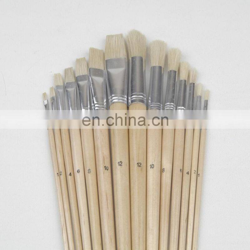 14-Piece Long Handle Bristle Hair Artist Paint Brush Set in Nylon Bag