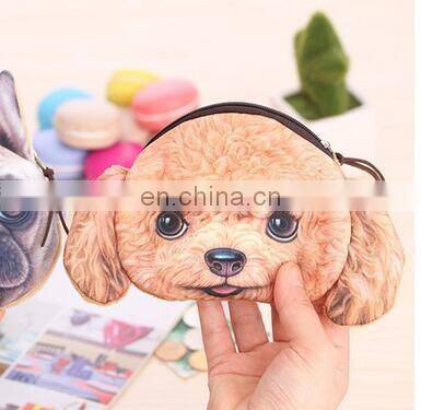 2017 Hot Sales Cute Dog Coin Bag Animal 3D Printed Pattern New Unusual Dog Purse Factory Wholesale Pouch Children's Purse