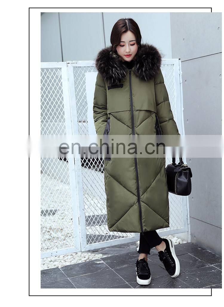 2017 winter new feather cotton clothing women Korean version of the Slim plus large collar collar long knee women's jacket S1003