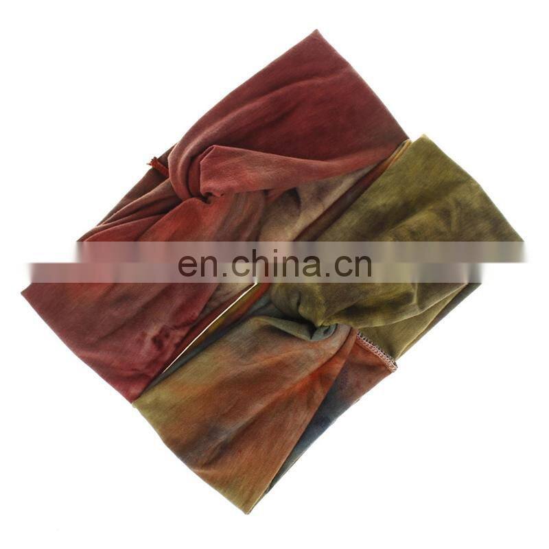 Women tie-dye Headband Girls Female Exercise Turban Headwear Bohemia Hairband 4Colors