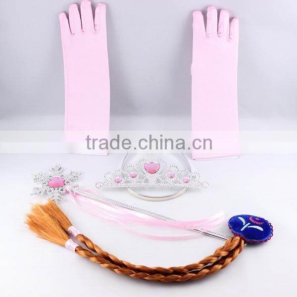 Queen Elsa Princess Anna Magic Wand + Rhinestone Tiaras + Hair Crown + Glove Girl Gift SET SU041