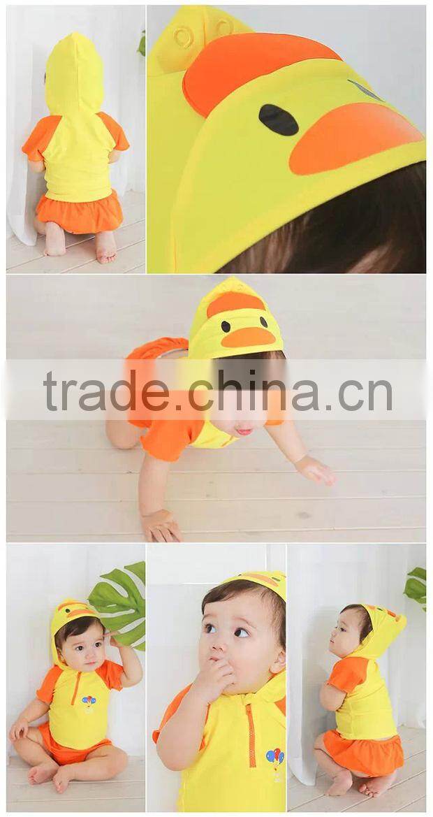Wholesale tankinis hooded baby swimwear suit with cute animal design for summer
