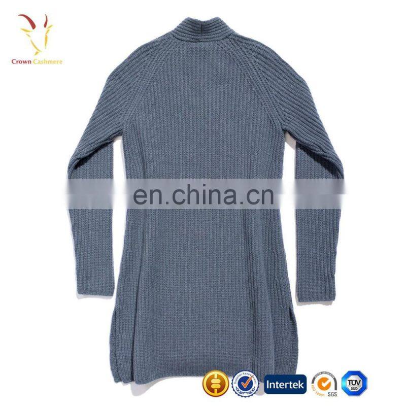 Long Open Women's Navy Blue Sweaters Cardigan