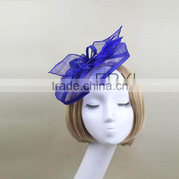 100% Sinamay Fabric Feather Fascinator Church hat