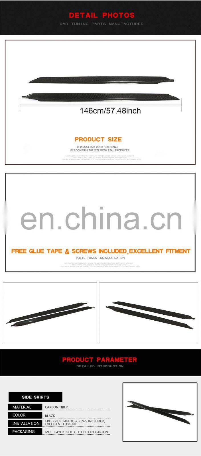 JC Sportline Carbon Fiber F52 M TECH Side Skirts for BMW 1 Series Sedan 2019 2020