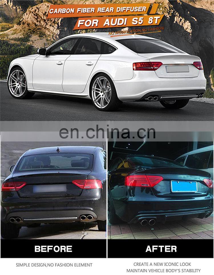 RS5 Style Carbon Fiber Rear Bumper Diffuser for Audi S5 A5 8T 12-14