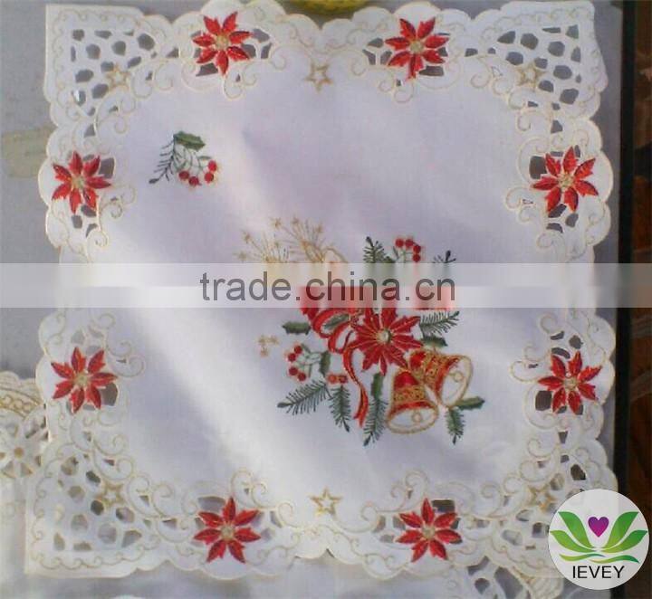 wholesale Christmas red flower candle bell hand embroidery designs tablecloth lmzc1001(1)