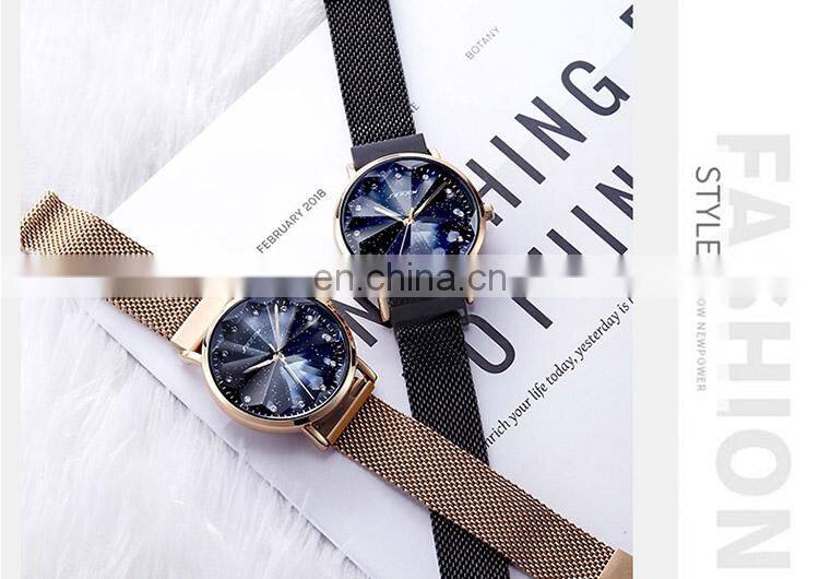 SINOBI Magnetic Clasp Women Wrist Watches S9796L Starry Sky Lady Watch Unique Cutting Glass Reloj Para Mujer