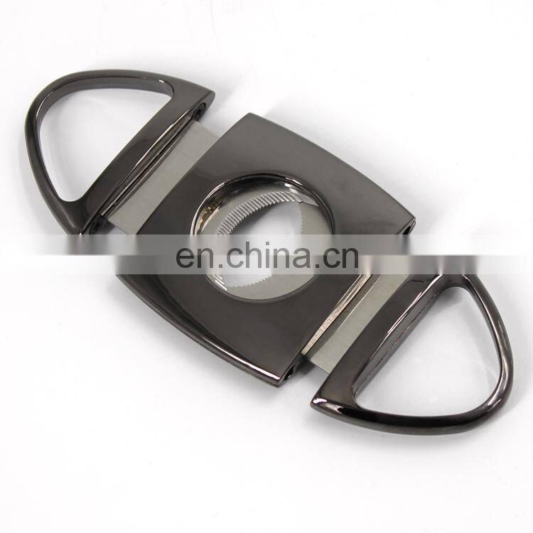 Wholesale Stainless steel double blade free logo toothing serration hackly zigzag sawtooth wave jagged cigar cutter