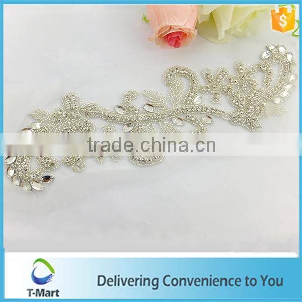embroidery crystal rhinestone applique for weeding dress