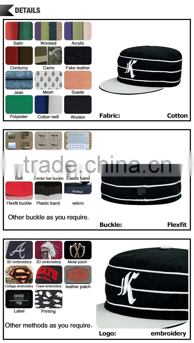 OEM handsome custom fashion soft cotton flat top military cap
