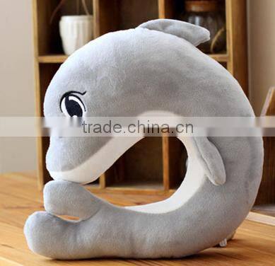 dolphin plush u pillow/plush dolphin nap pillow/plush animnal guard U pillow