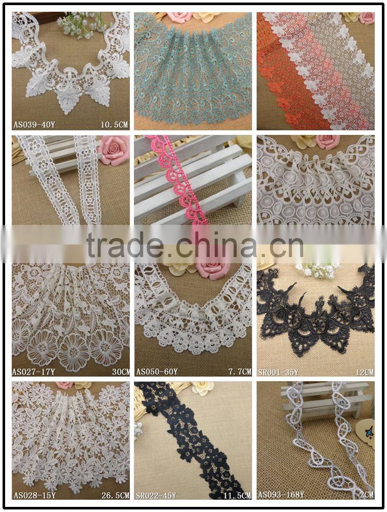 Water Soluble lace1.8" Flower Blue Pink Nylon Embroidery Kitted Slim Side Underwear Laces Fabric