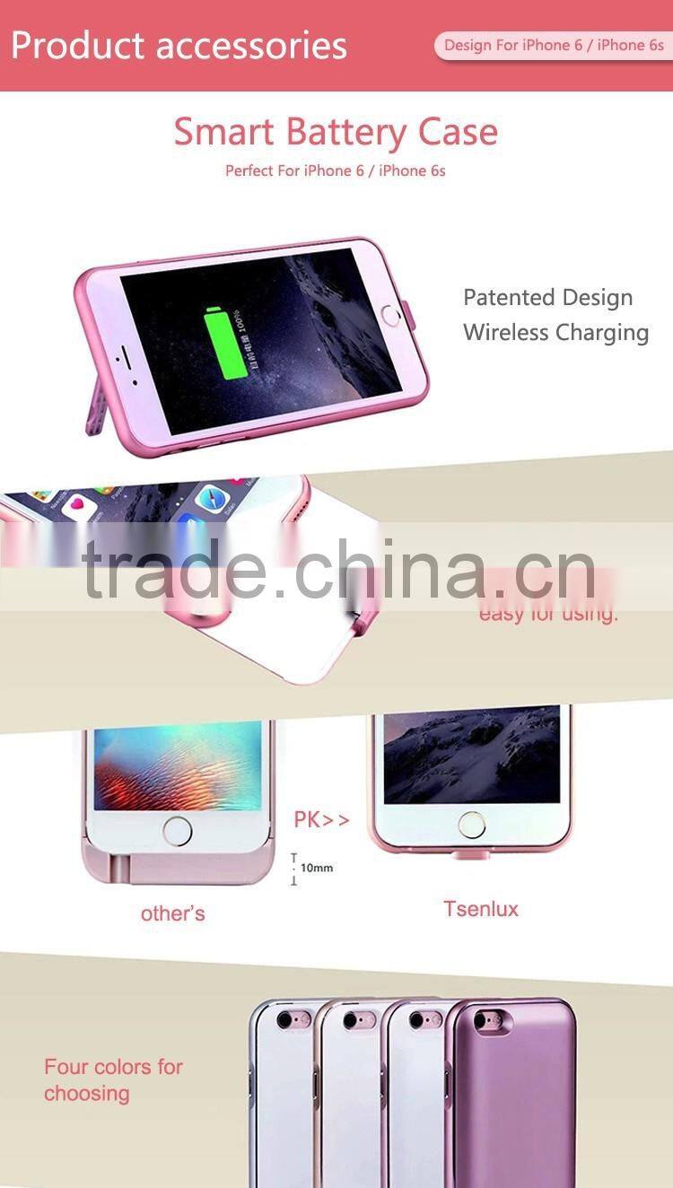 Rose gold color,no chin,high-grade,high quality battery case for iphone 6/6s