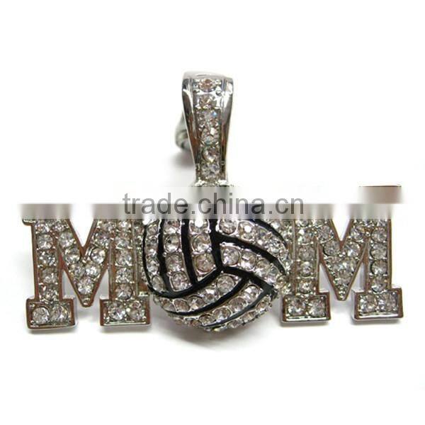 Fashion Blue Rhinestone Cheerleading Magaphone Magnetic Pendant Charm