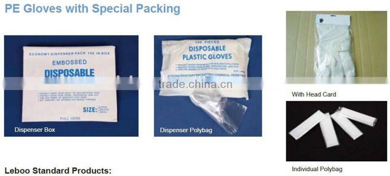 Free sample transparent disposable PE plastic glove