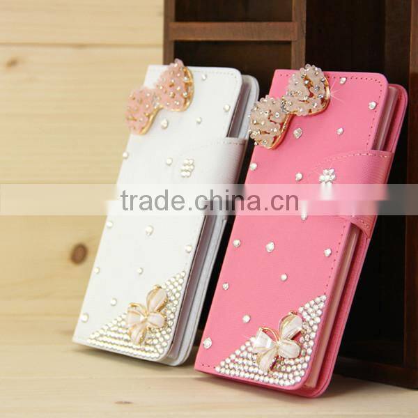 New Fashion Handmade Luxury Wallet For iPhone6 Leather Case Flip Diamond Covers