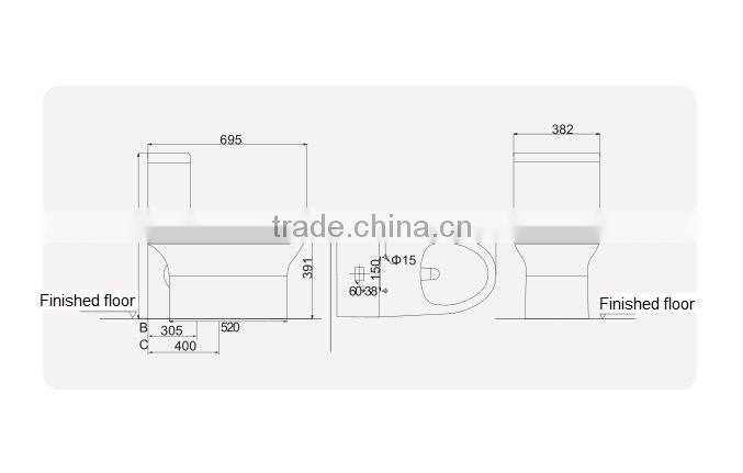 Super water saving ceramic toilet with S-trap, jet siphonic type