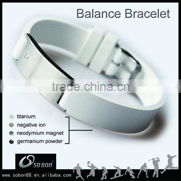 silicone titanium health bracelet with metal clasp laser engraving