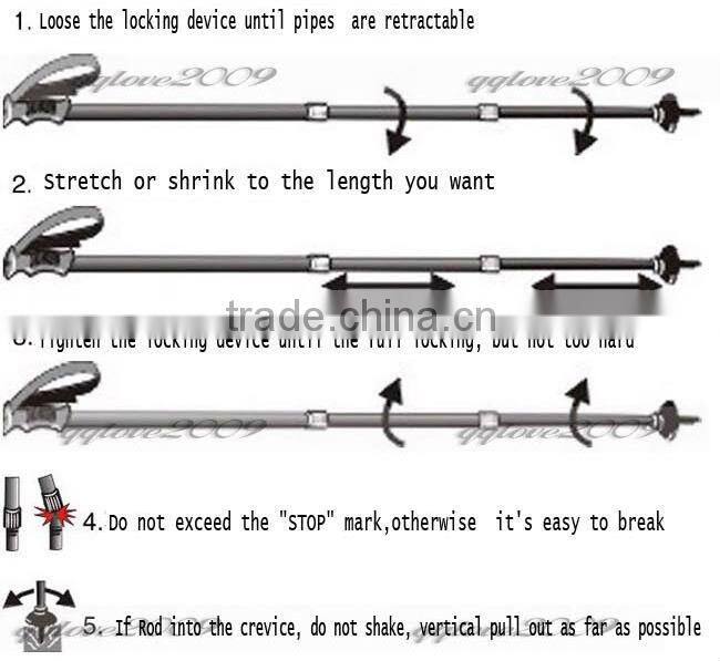 Goread K020 high quality 4 section alpenstock walking stick