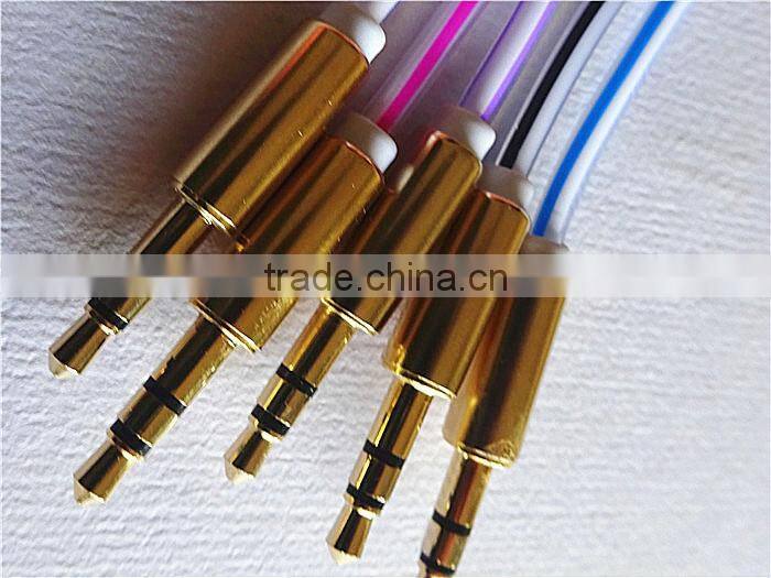 wholesale audio /DC3.5MM transparent spring cable with metal connector