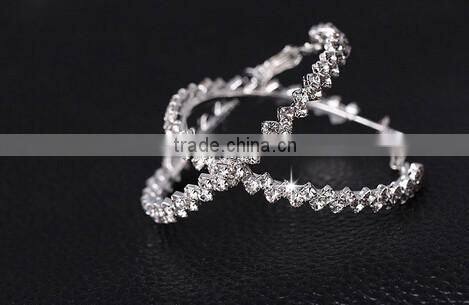>SW16582 classic thick rhinestone hoop earrings women/