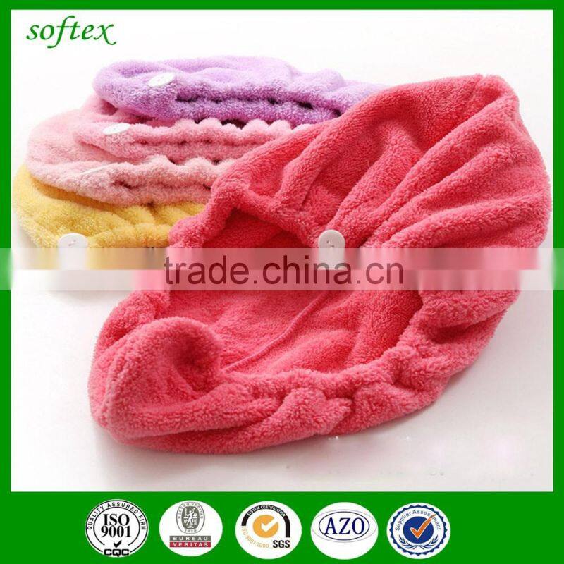 Fast Drying Microfiber Wrap Turban Style hair towel cap