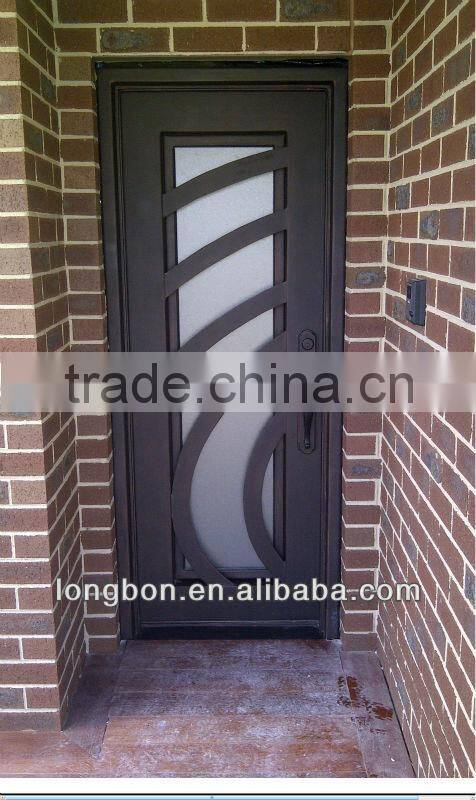 Top-selling entrance door wrought iron(clamp glass)
